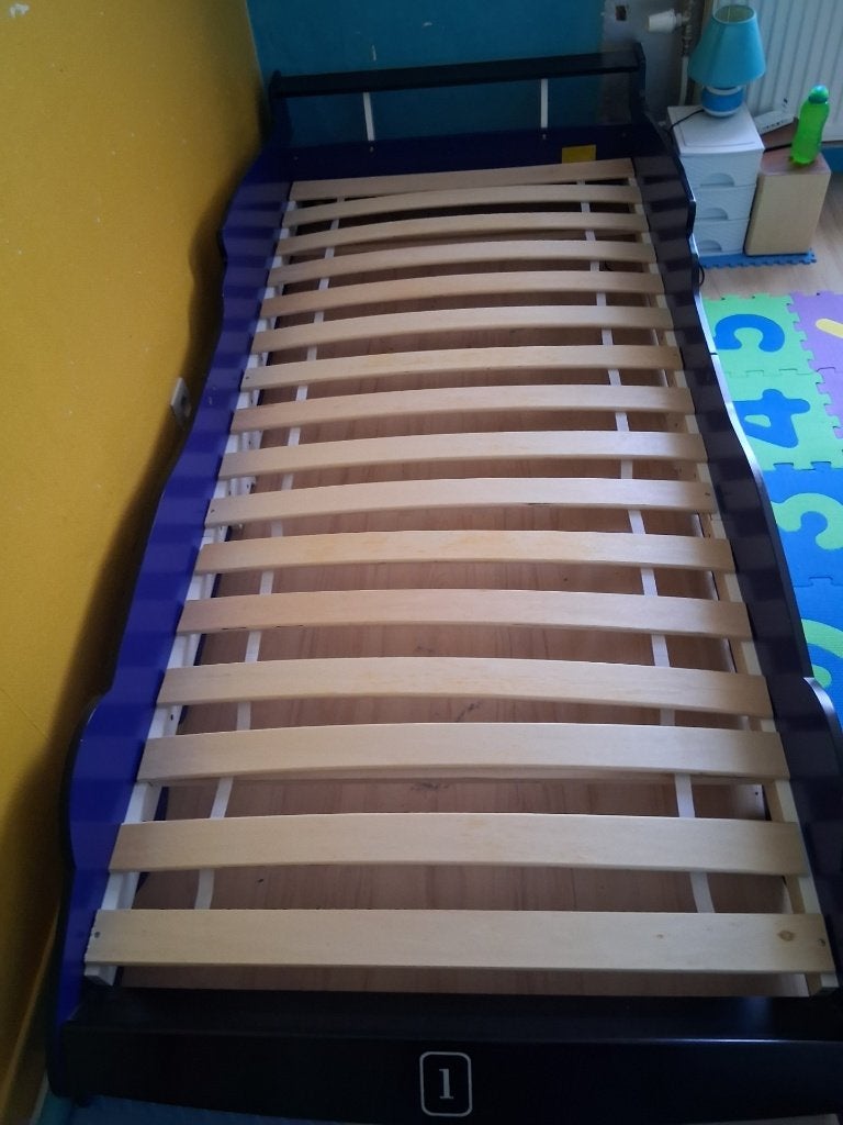 Autobed, Ophalen, 85 tot 100 cm, Zo goed als nieuw, Lattenbodem