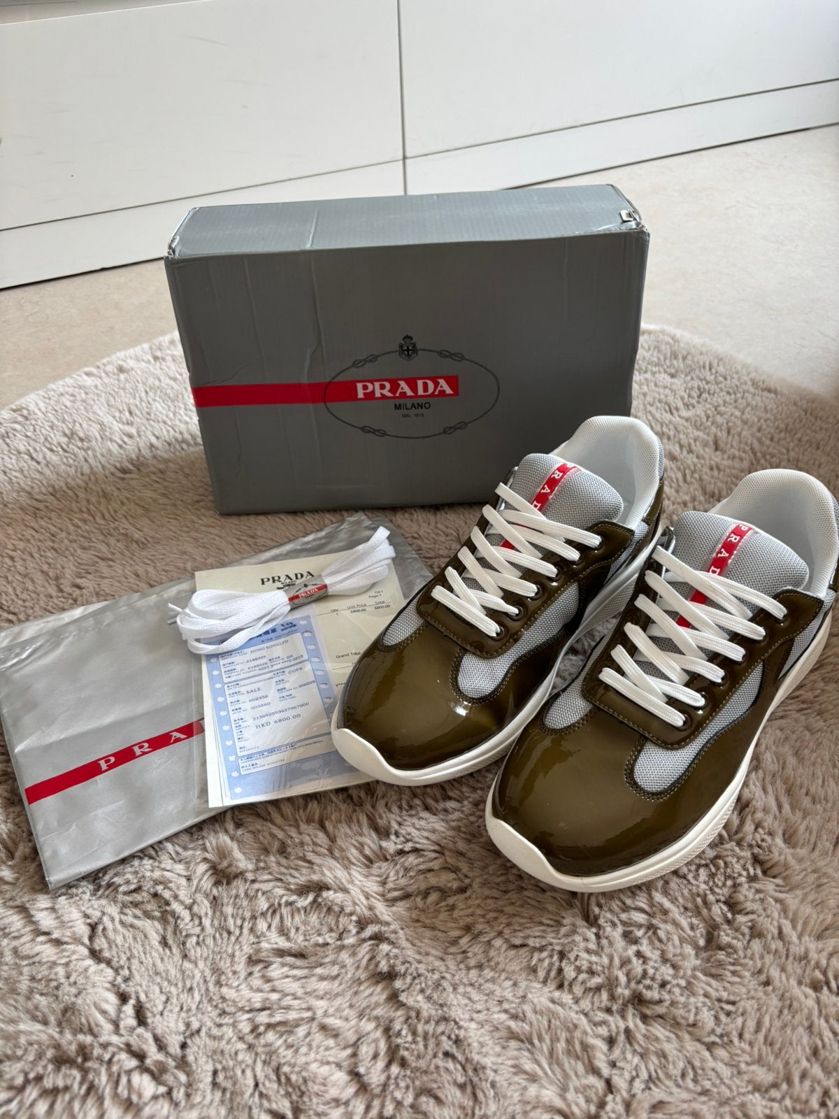 Prada Cups Olive Green - Nieuw!, Kleding | Heren, Schoenen, Ophalen, Nieuw