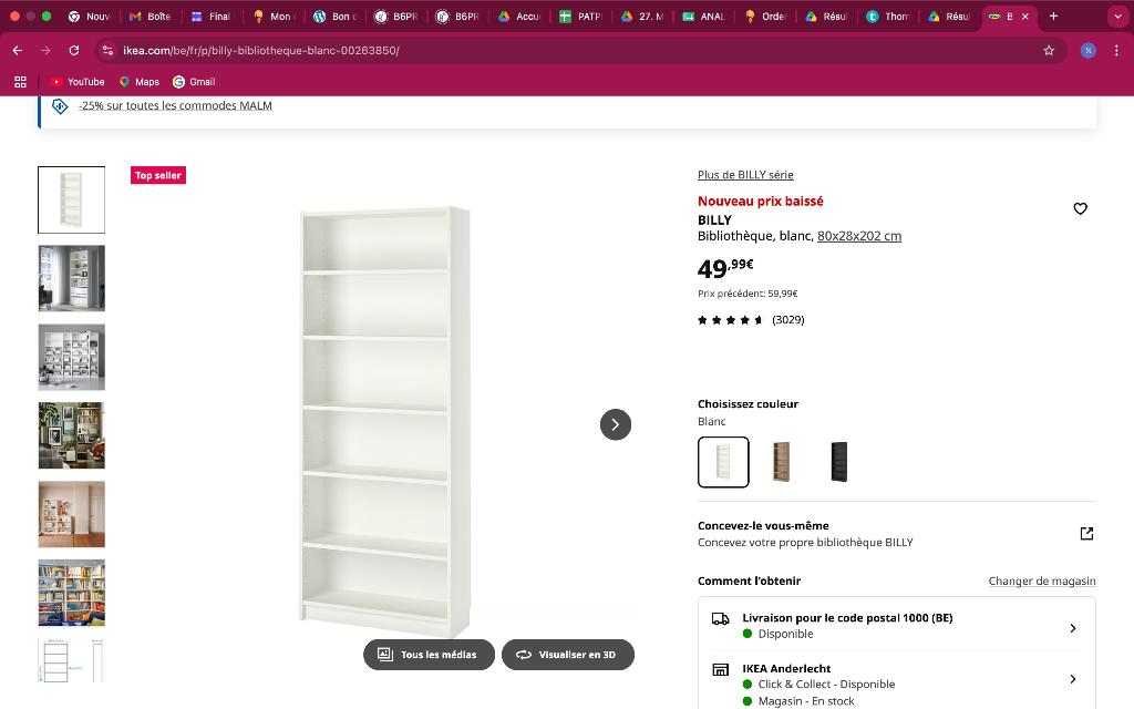 étagère Ikea, Maison & Meubles, Armoires | Bibliothèques, Neuf, Avec tablette(s), 50 à 100 cm, Autres matériaux