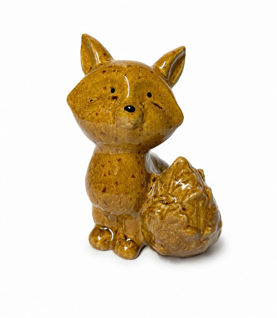 Keramisch Vosje Beeldje Vintage Dieren Decoratie Bruin, Verzenden, Nieuw
