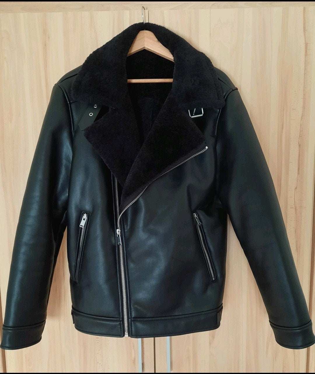 Volledig gevoerde leren jas - maat L - 1x gedragen - zie inf, Vêtements | Hommes, Vestes | Hiver, Taille 52/54 (L), Noir, Enlèvement