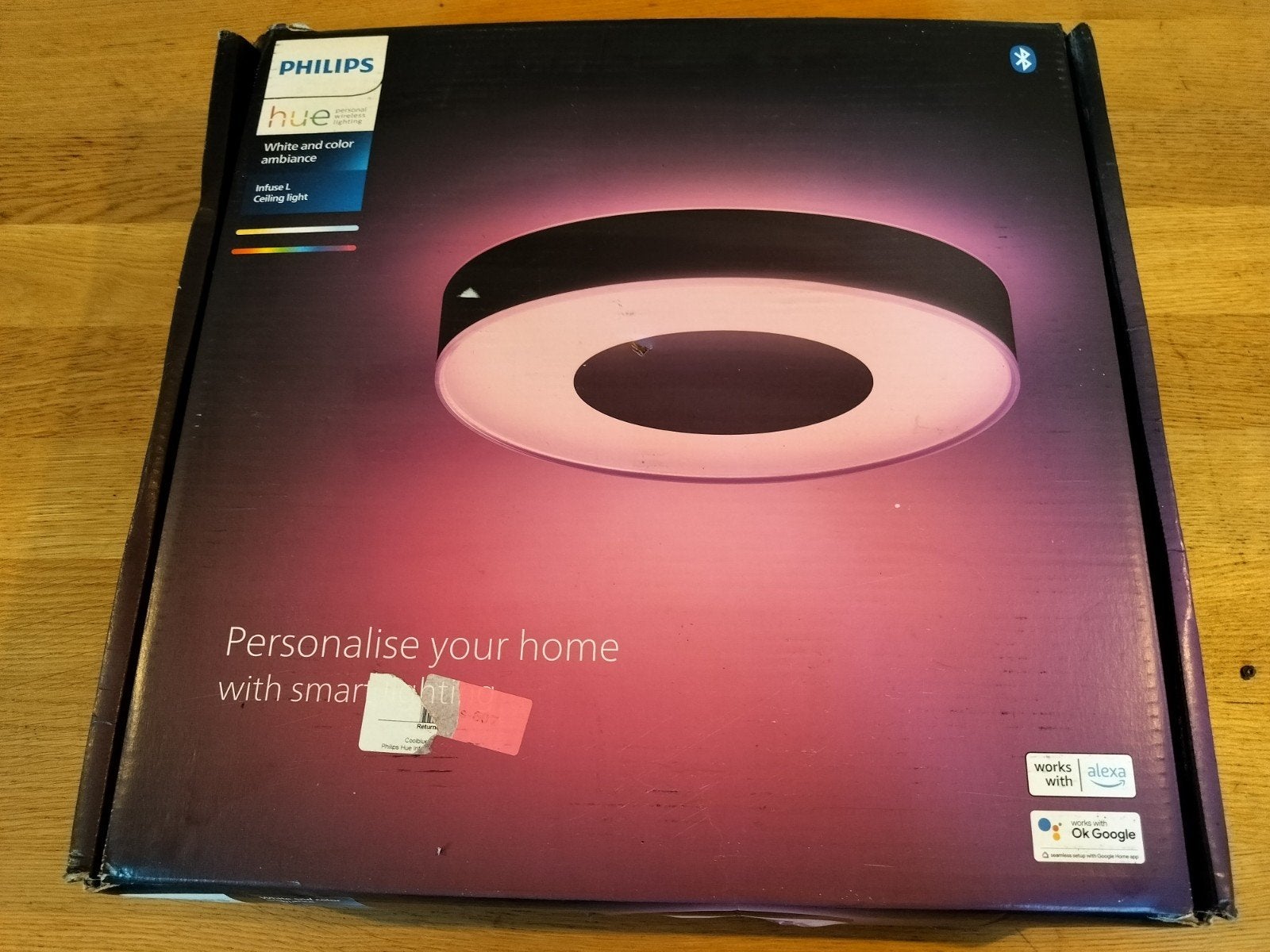 Philips Hue wit en kleur ambiance Infuse L plafondlamp, Kunststof, Meerkleurig, Design, Nieuw