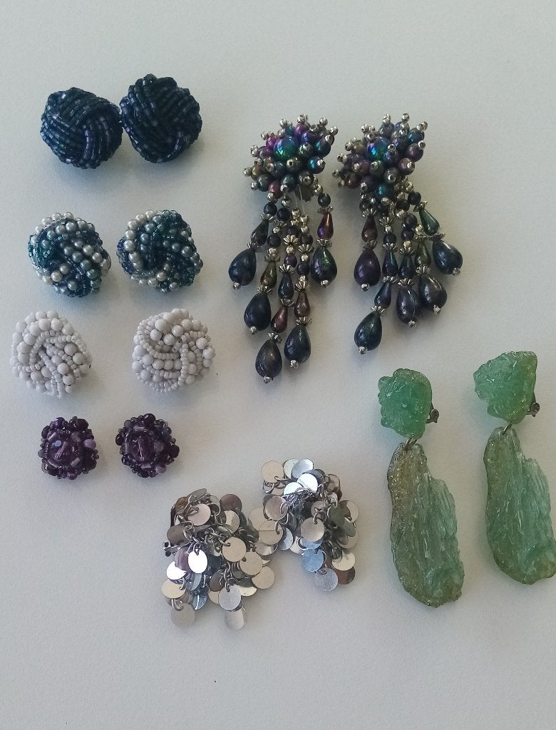 Lot 7 paires boucle oreille clip vintage '80's- impeccable, Enlèvement, Comme neuf, Autres matériaux