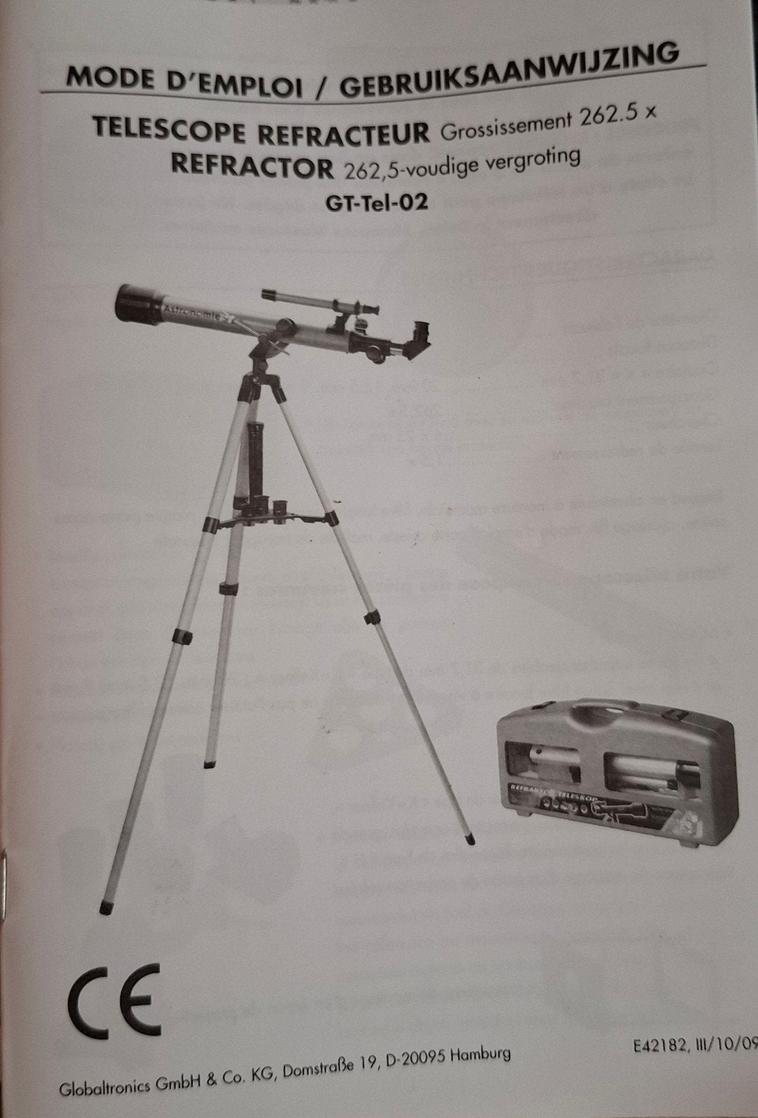 Télescope refracteur gt tel 02, TV, Hi-fi & Vidéo, Enlèvement, Comme neuf