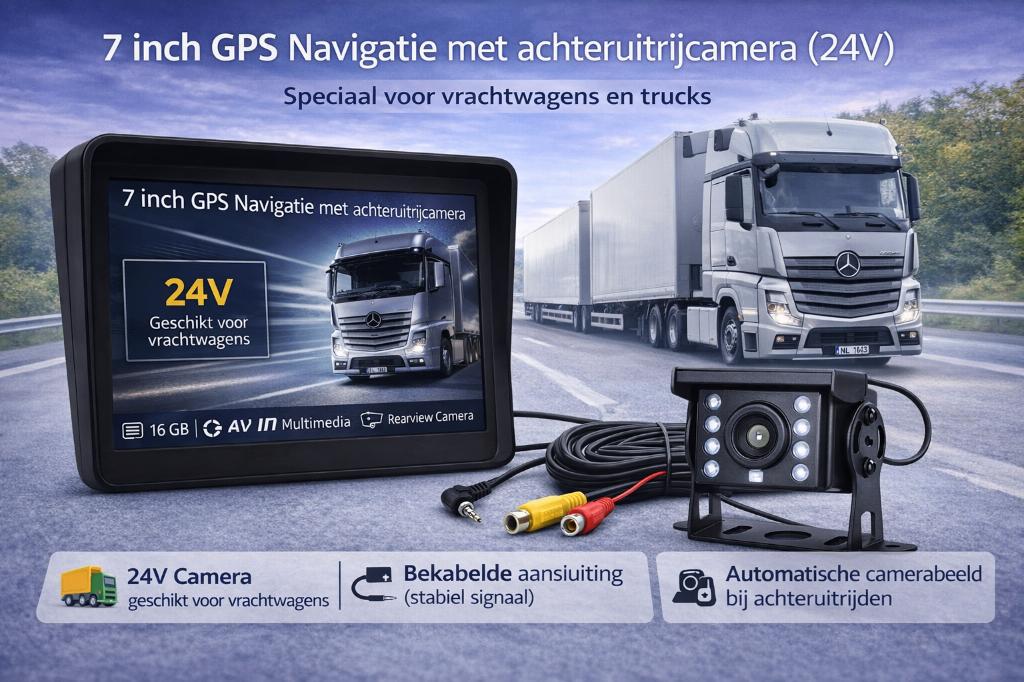 7 of 9' Truck / Camper GPS Navigatie met Achteruitrijcamera, Auto diversen, Achteruitrijcamera's, Info@drktech.be, Oosterwennel 35 Genk