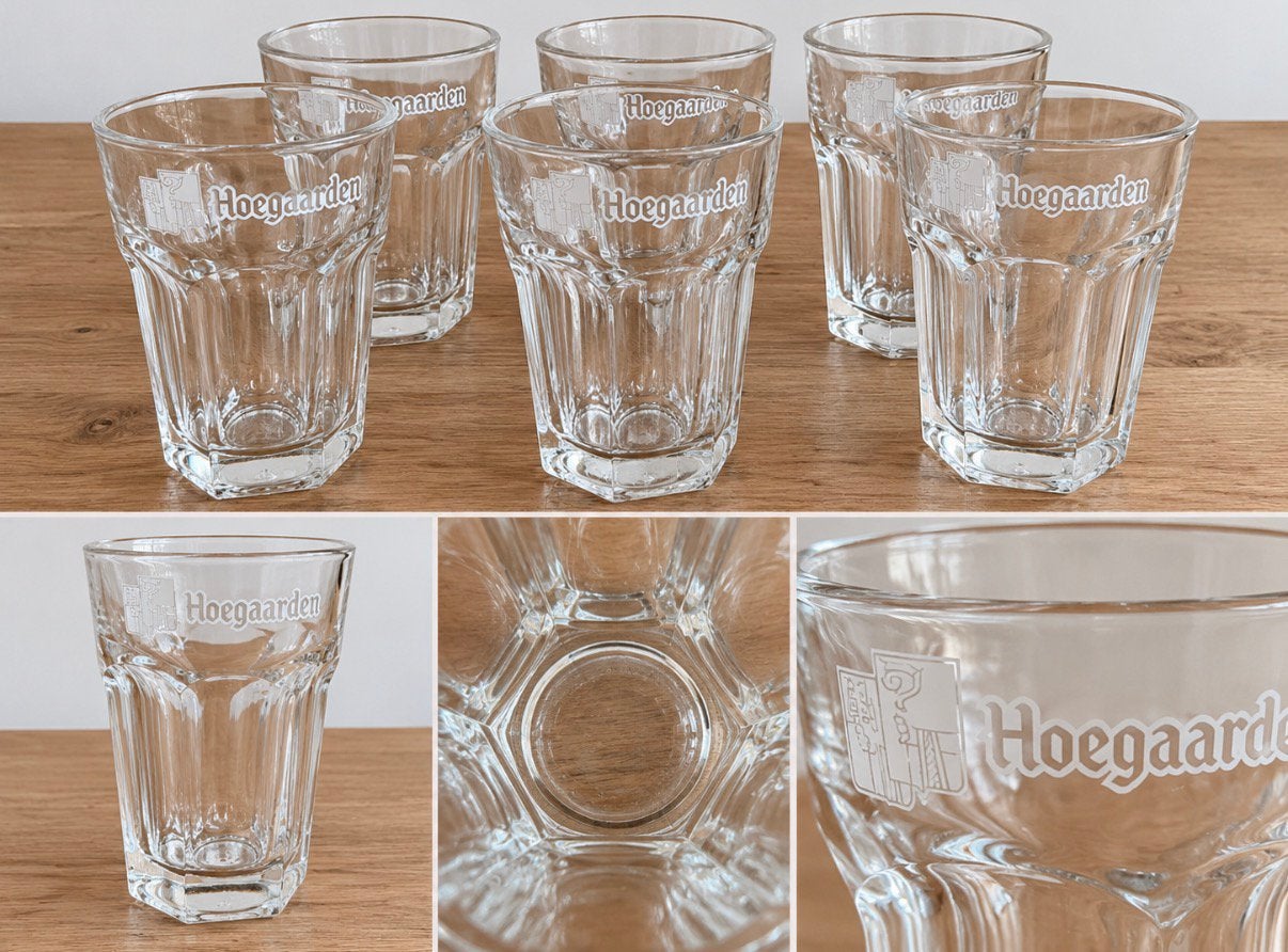 Lot 6 verres à biere Hoegaarden logo blanc transparent, Enlèvement ou Envoi, Comme neuf