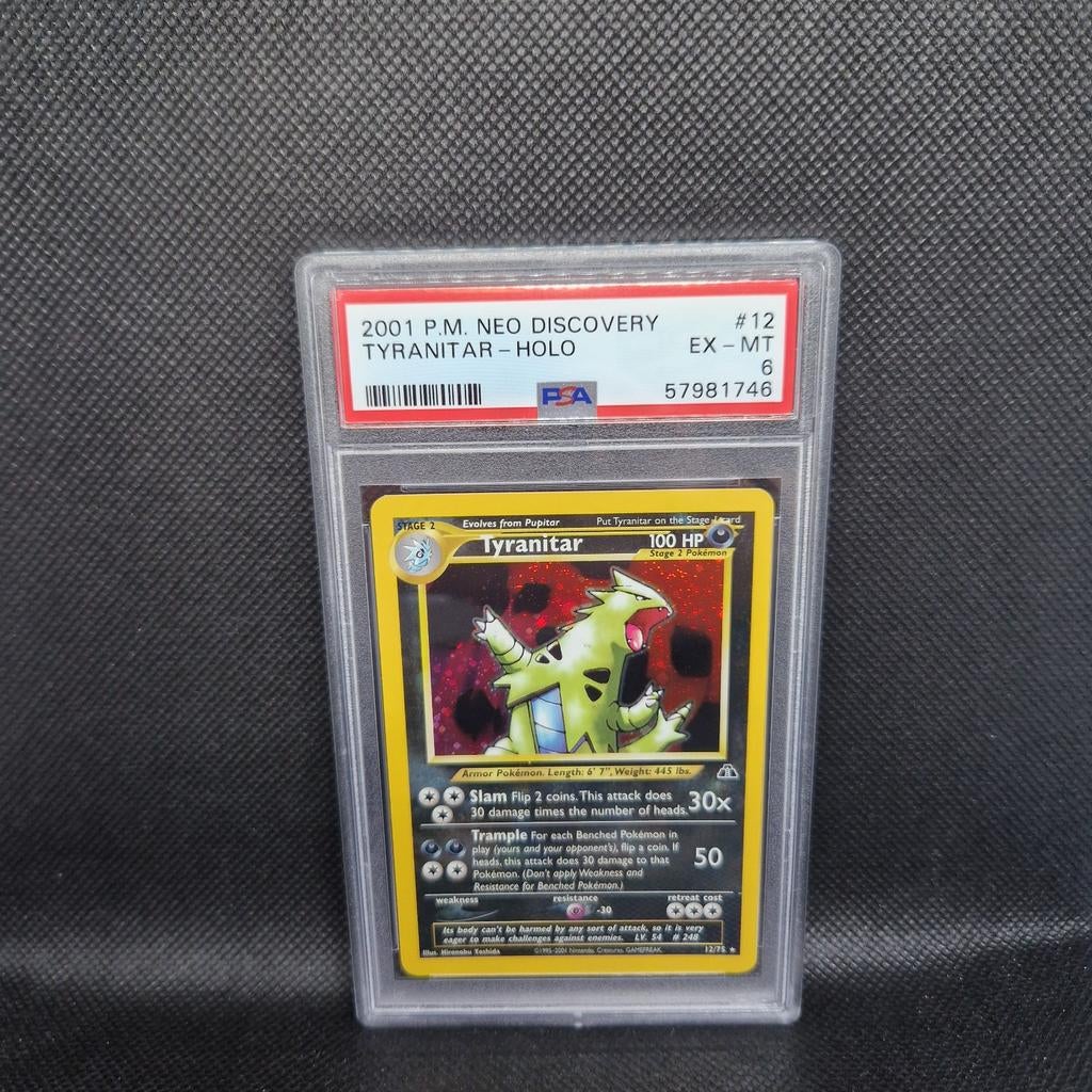 Tyranitar Holo Neo Discovery PSA 6, Ophalen of Verzenden