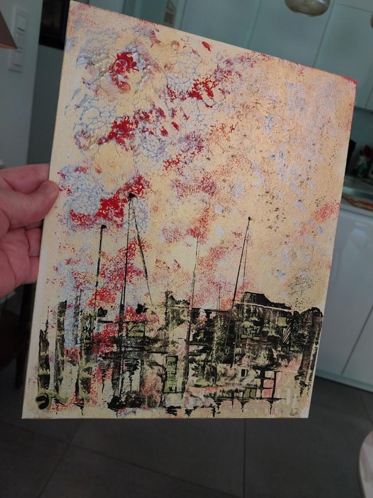Abstract Acrylic painting ( ART BY EM) gesigneerd, Antiek en Kunst, Ophalen