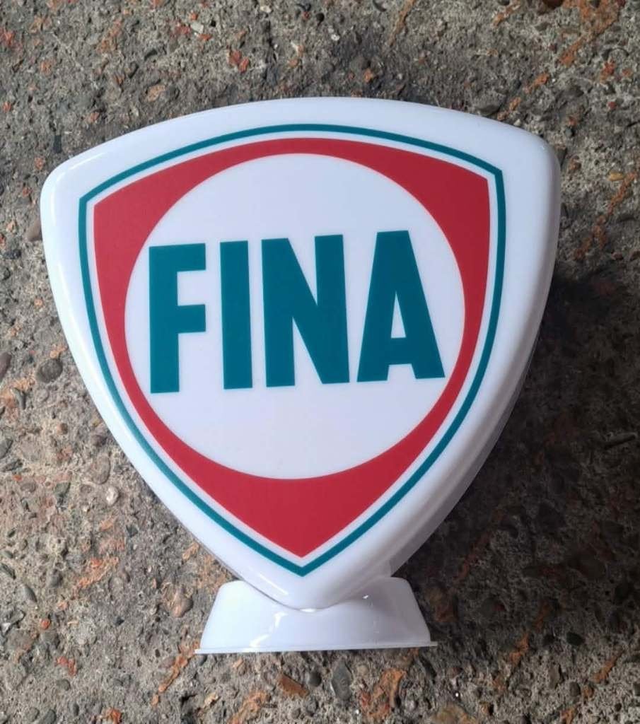 Fina kunststof benzinepomp globe reclame verlichting lamp, Enlèvement ou Envoi, Comme neuf, Table lumineuse ou lampe (néon)
