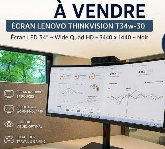 ÉCRAN incurvé (NEUF)LENOVO  THINKVISION T34w-30 À 340€ !!!, Enlèvement, Neuf, 17 pouces ou plus