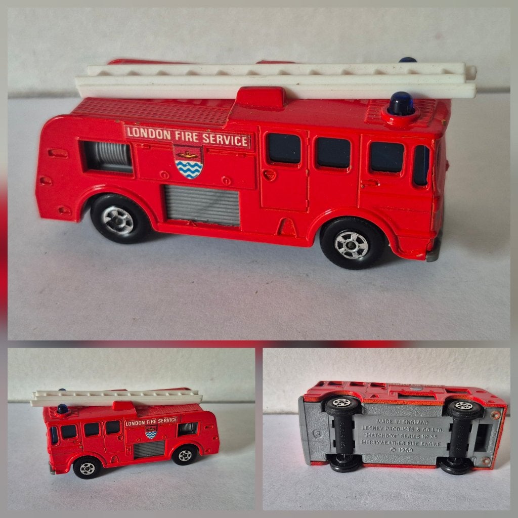 Matchbox SF 35-A Merryweather fire engine 1969, Ophalen of Verzenden, Zo goed als nieuw, Auto