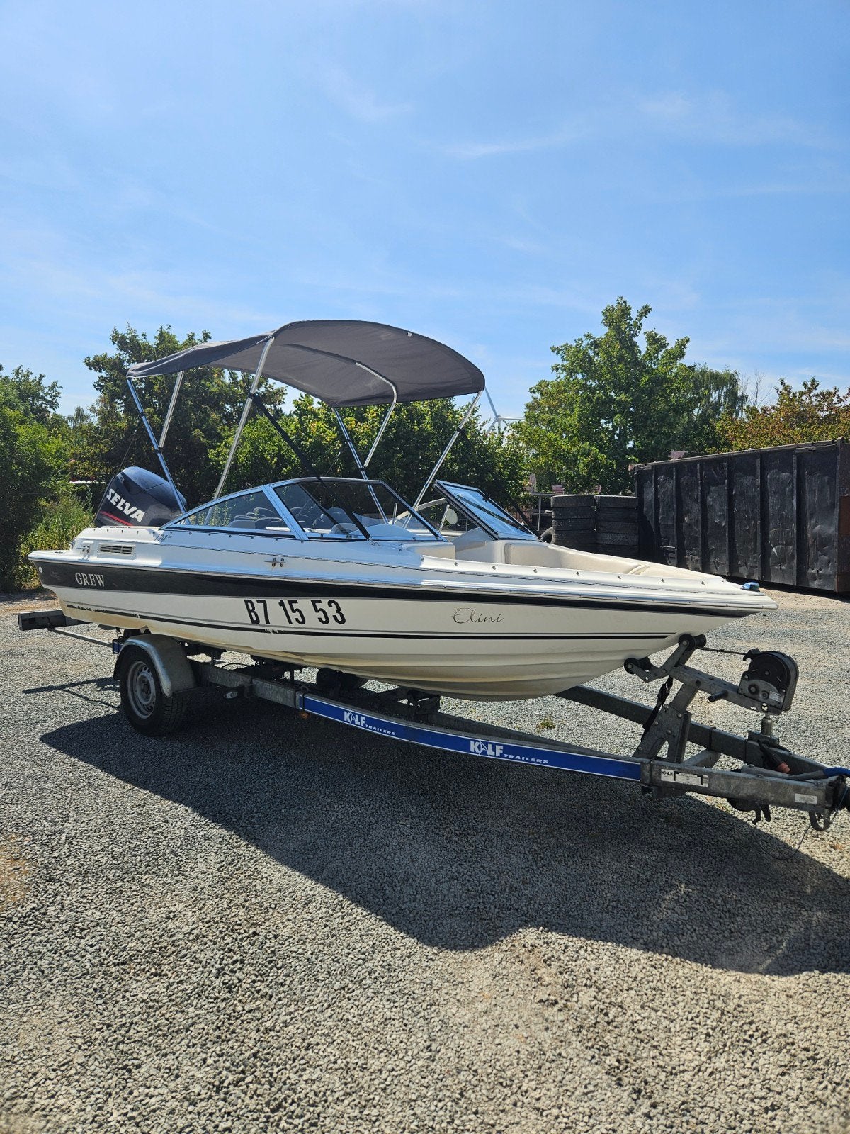 Crew MFG speedboot, Watersport en Boten, Speedboten, Gebruikt, Benzine, 70 tot 120 pk, Buitenboordmotor, Composieten, Elektrische start