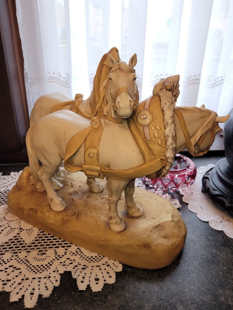 mooi ongeschonden ROYAL DUX beeld BOERENPAARDEN, Antiek en Kunst, Ophalen