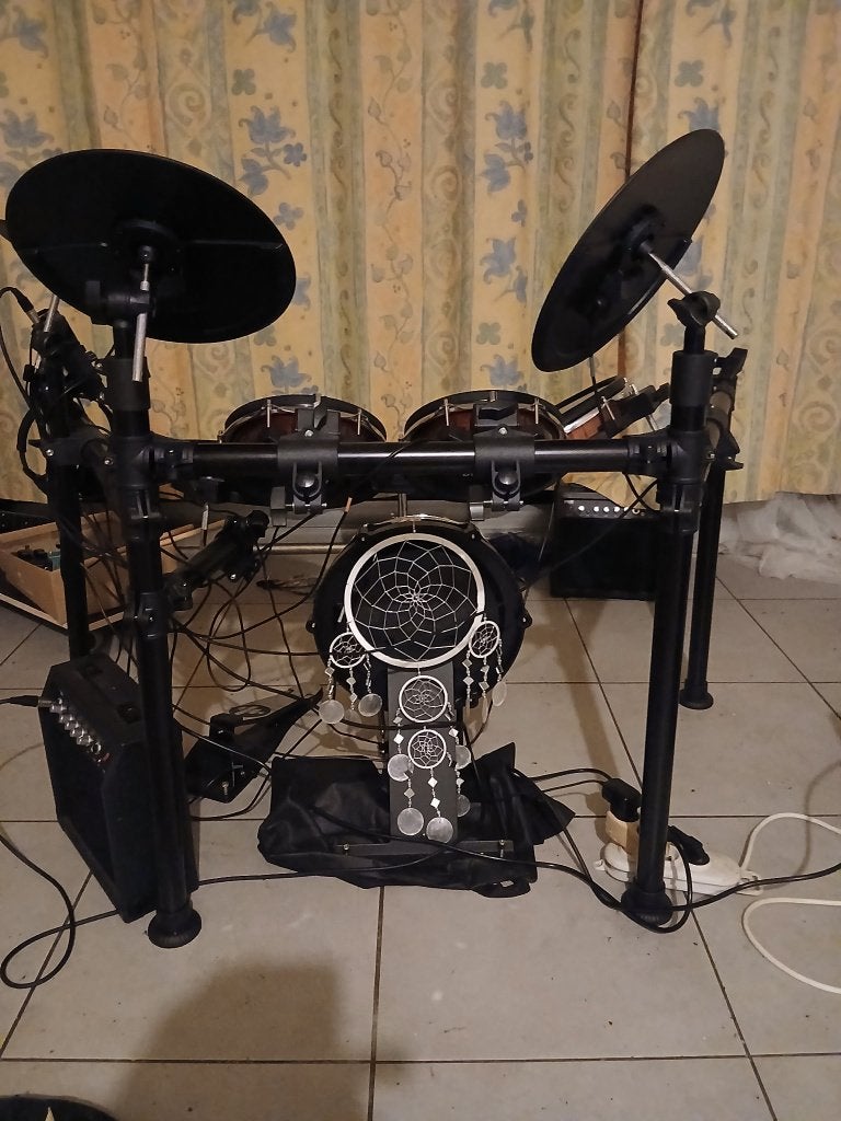 elec.drumstel + gitaar, Muziek en Instrumenten, Ophalen, Gebruikt