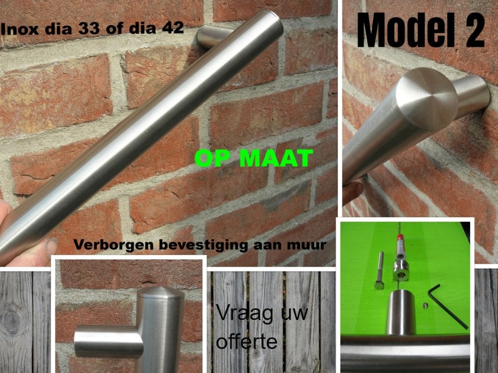 Uw inox trapleuning OP MAAT - rvs leuning - inox handreling, Enlèvement, Neuf, Escalier, 4 mètres ou plus