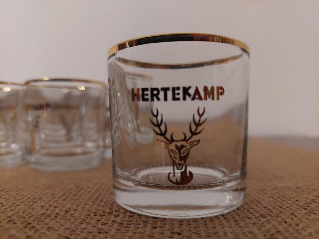 Glaasjes Hertekamp met gouden randje – 12 stuks, Verzamelen, Ophalen of Verzenden, Nieuw, Borrel- of Shotglas