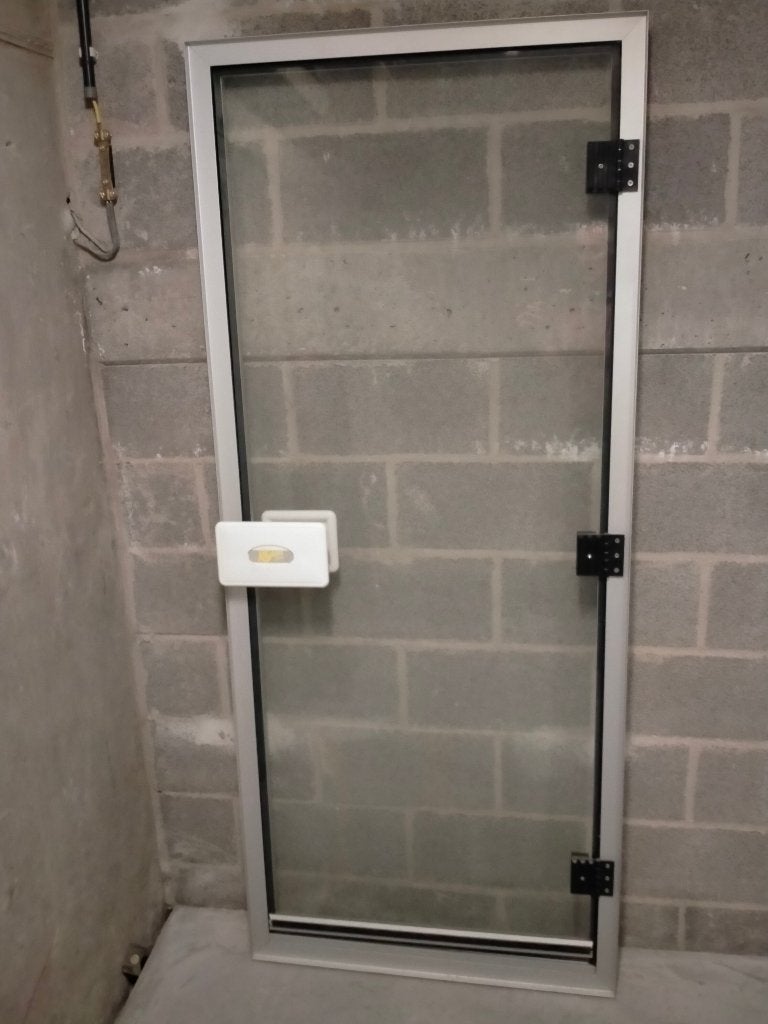 Deur in glas met alu kader voor stoombad, Ophalen, Gebruikt, Minder dan 80 cm, Overige typen
