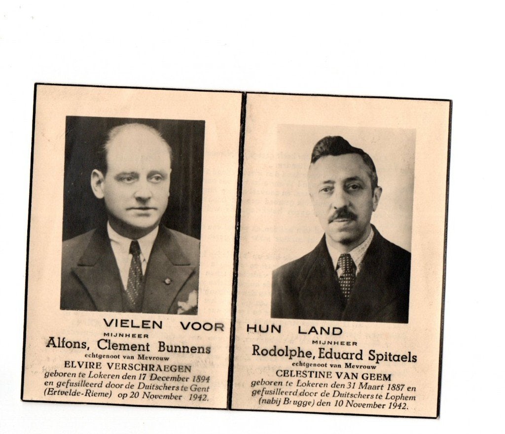 dp oorlogsslachtoffers verzet Lokeren 1942, Verzamelen, Ophalen of Verzenden, Overige soorten, Foto of Poster