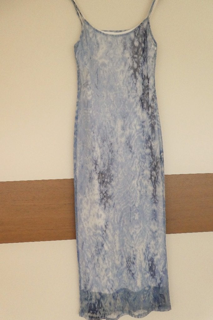 Jolie Robe longue Bleu délavé avec sous Robe Blanche T.38, Enlèvement, Neuf, Taille 38/40 (M), Bleu
