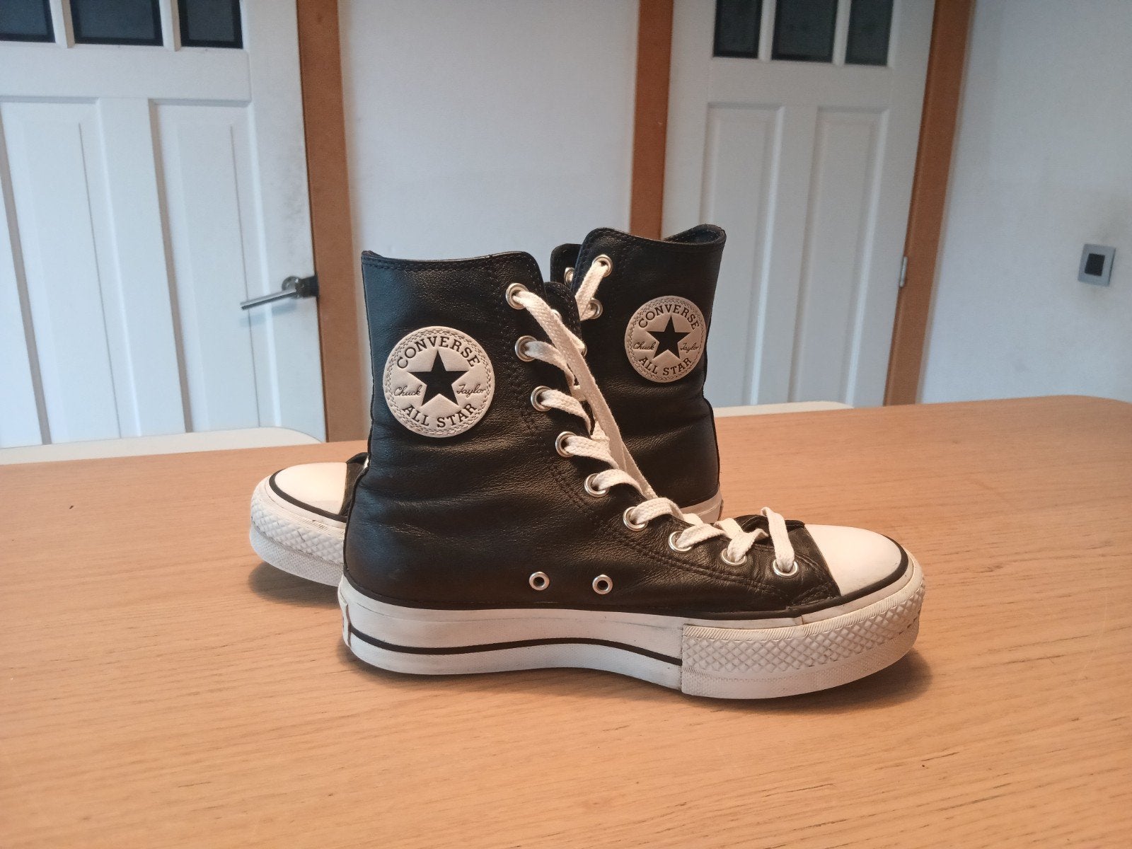 Converse All start in zwart leer maat 38, Kleding | Dames, Sokken en Kousen, Zwart, Maat 35 t/m 38, Ophalen of Verzenden, Zo goed als nieuw