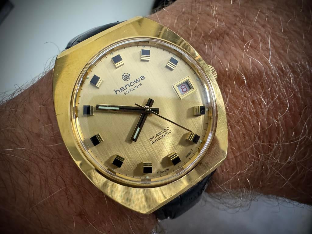 Montre vintage Hanowa automatique Suisse, Ophalen of Verzenden, Polshorloge, Overige merken