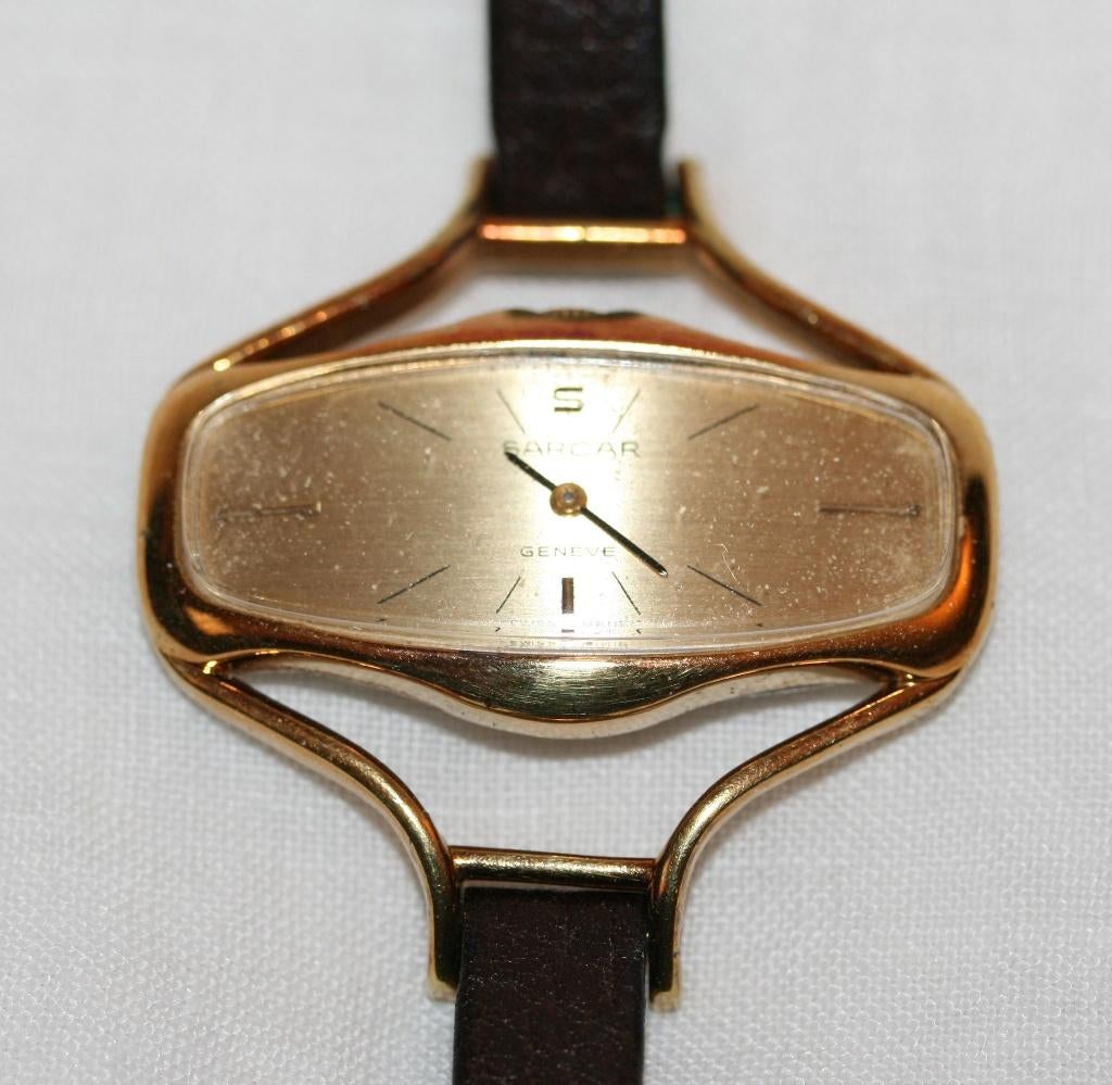 SARCAR Swiss made mechanisch horloge 10 kt gold plated, Ophalen of Verzenden, Gebruikt, Polshorloge