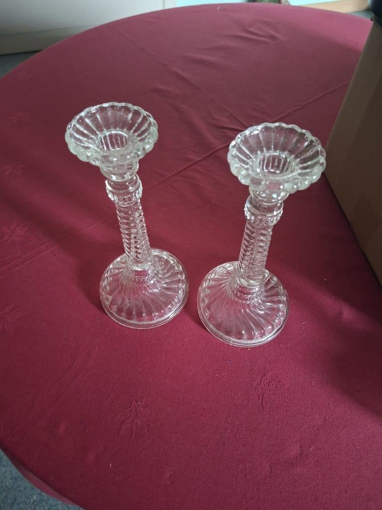 Antieke glazen kandelaars (2 stuks), Ophalen