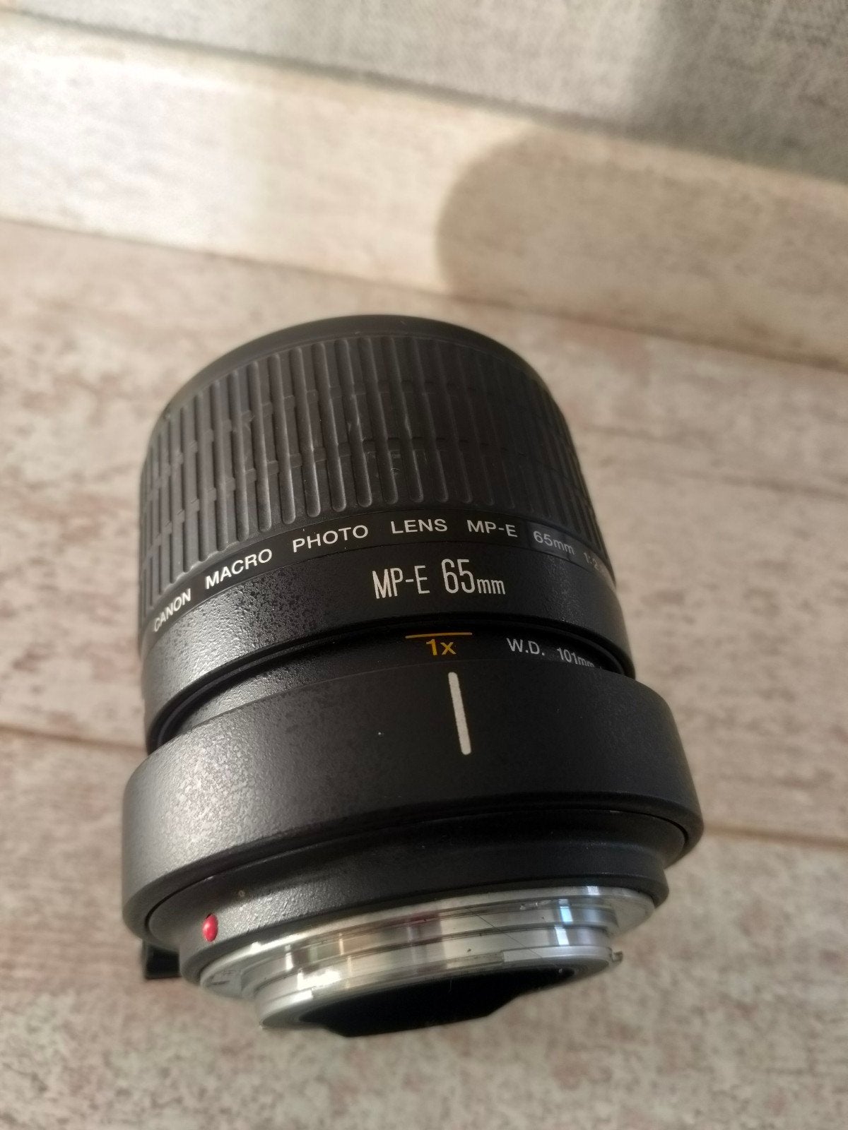 Canon MP-E 65mm f/2.8 1-5x Macro Photo EF + Tripod Mount Rin, Audio, Tv en Foto, Ophalen, Canon, Canon EF, Macrolens
