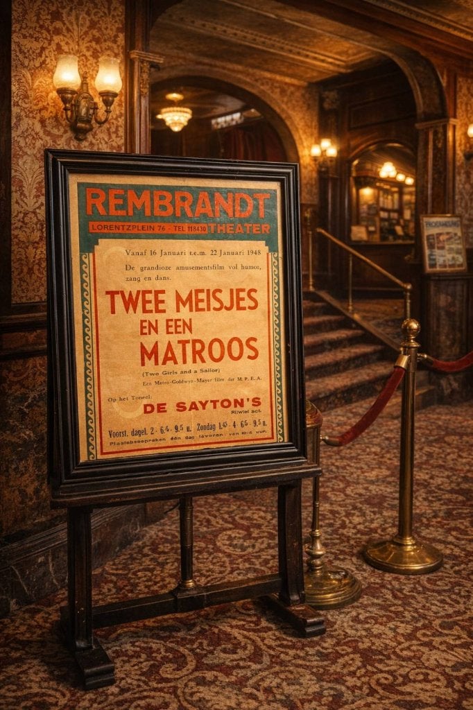 Bioscoopposter amusement film Twee meisjes en een matroos📽, Verzamelen, Ophalen, Gebruikt, Film, Poster