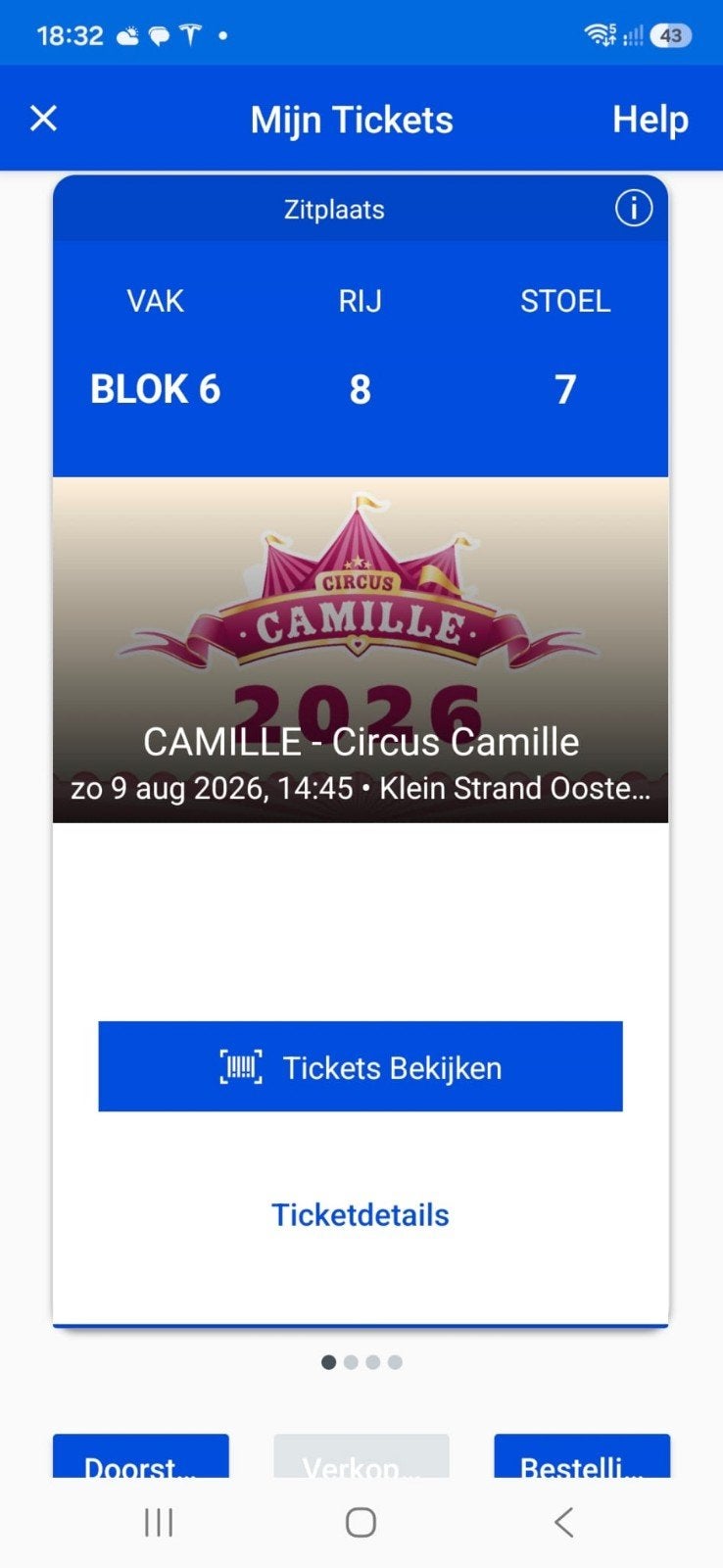 Circus Camille 9/08/26  2 tickets beschikbaar, Tickets en Kaartjes