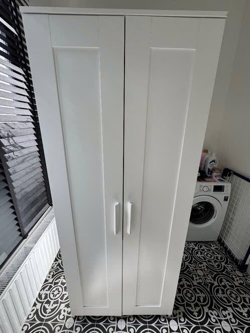 Kast kleren/jassen/garderobe (wit), Ophalen, Met deur(en), 50 tot 100 cm, 150 tot 200 cm