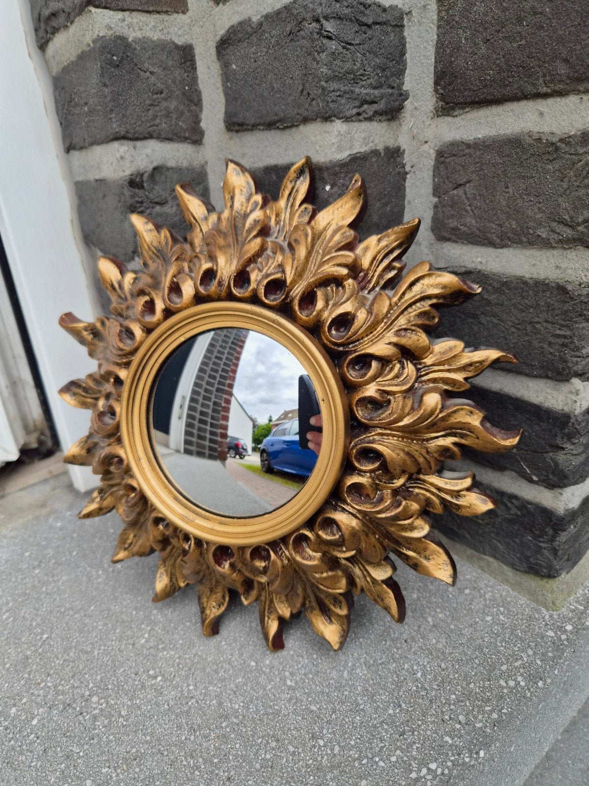 petit miroir solaire 24 cm, verre convexe 8,5 cm., Enlèvement ou Envoi, Moins de 100 cm, Rond, Utilisé