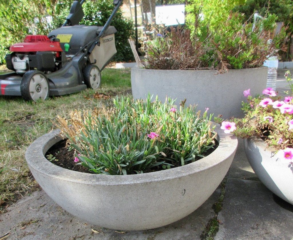Bol à fleurs gris bas, Jardin & Terrasse, Balcon, 40 cm ou plus, Enlèvement, Utilisé