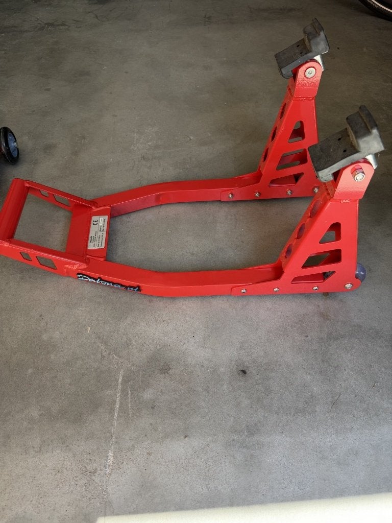 2 x Datona Paddock stand (voor- en achterwiel), Ophalen, Zo goed als nieuw