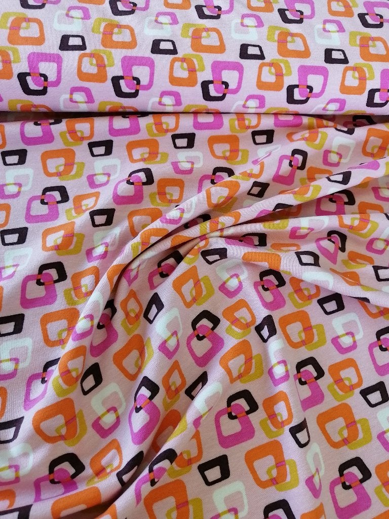 Outlet : Jersey stof Stenzo, blokken lichtroos, Hobby & Loisirs créatifs, Tissus & Chiffons, Neuf, 200 cm ou plus, Rose, Coton