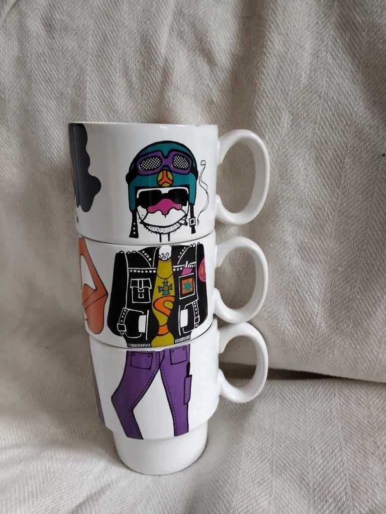 Beaux mugs puzzle vintage en Staffordshire, Antiquités & Art