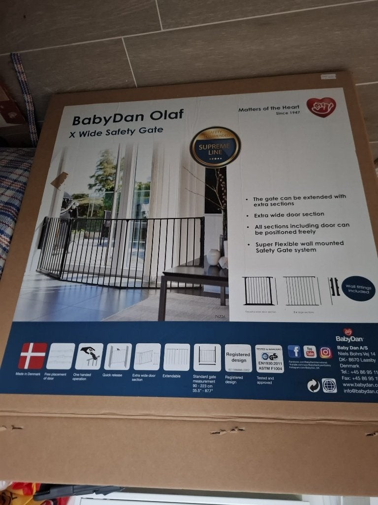 Babydan Traphek Olaf X Wide (Flex) 90-223cm Zwart, Kinderen en Baby's, Ophalen, Overige typen, Nieuw, 115 cm of meer