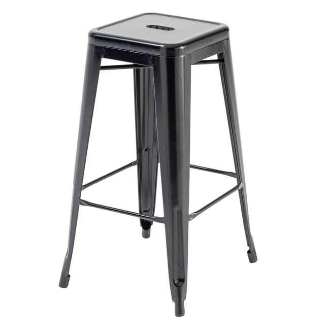 Tabouret de Bar Noir Mat Industriel - 76cm - Qualité Pro, Neuf, 1 tabouret, Avec repose-pieds, Métal