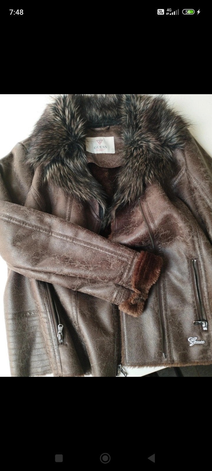 veste Guess fausse fourrure, Enlèvement ou Envoi, Comme neuf, Brun, Taille 46/48 (XL) ou plus grande
