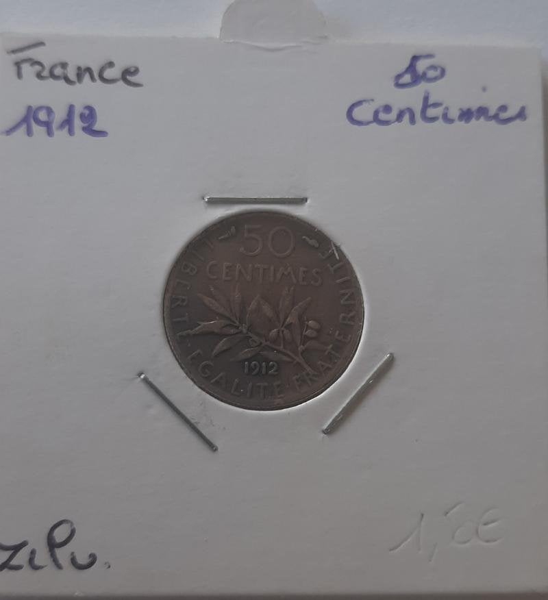 France 50 centimes 1912 argent, Enlèvement ou Envoi, France, Argent