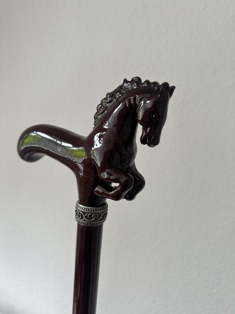Wandelstok / wandelstok met paardenmotief, Antiek en Kunst, Verzenden