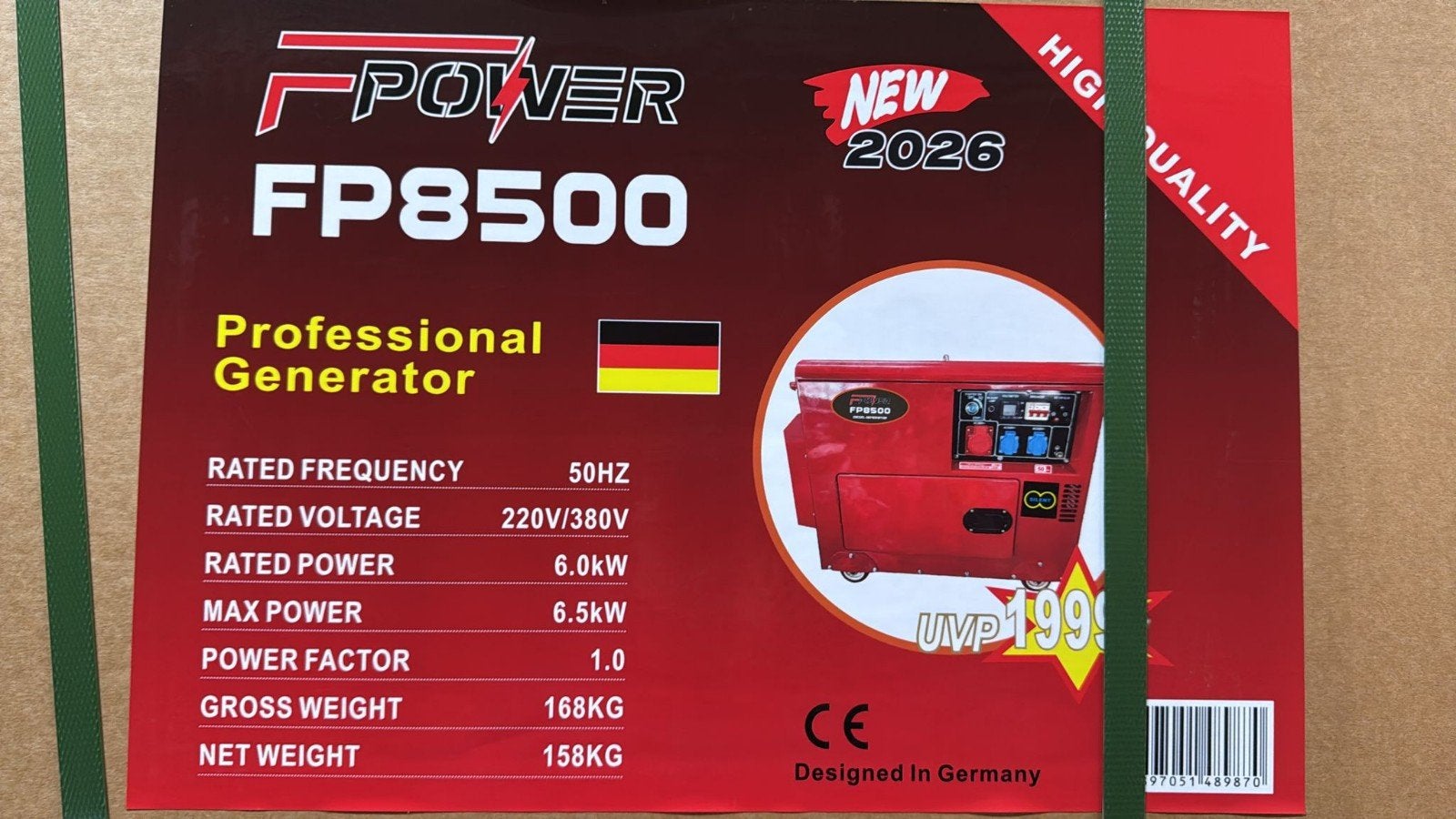 Groupe électrique/générateur Diesel 6500w 8.1kva nouveau liv, Neuf, 5 à 10 kVA, Enlèvement ou Envoi, Démarrage électrique