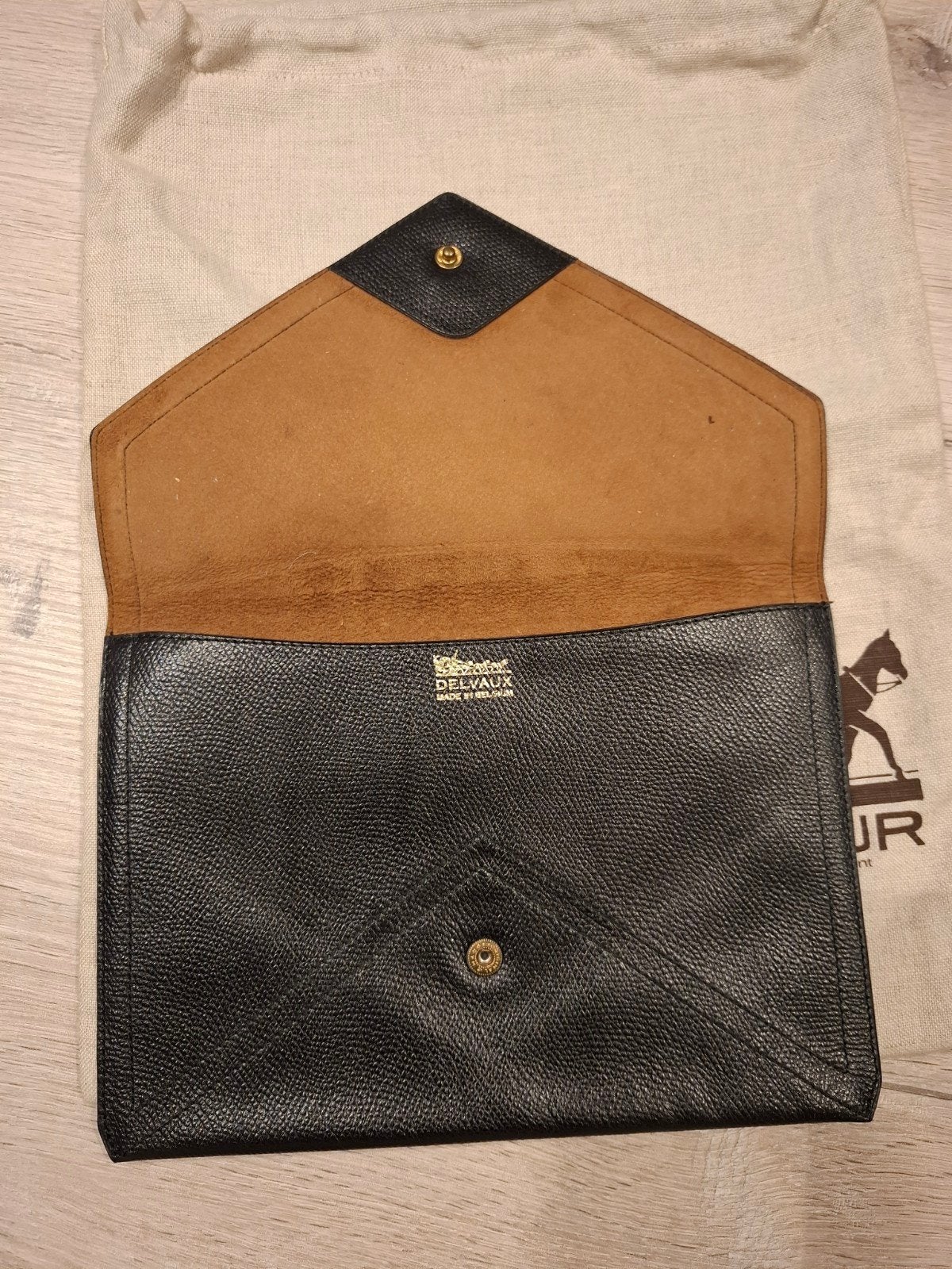 draagtasje Delvaux, Ophalen, Nieuw, Zwart, Leder