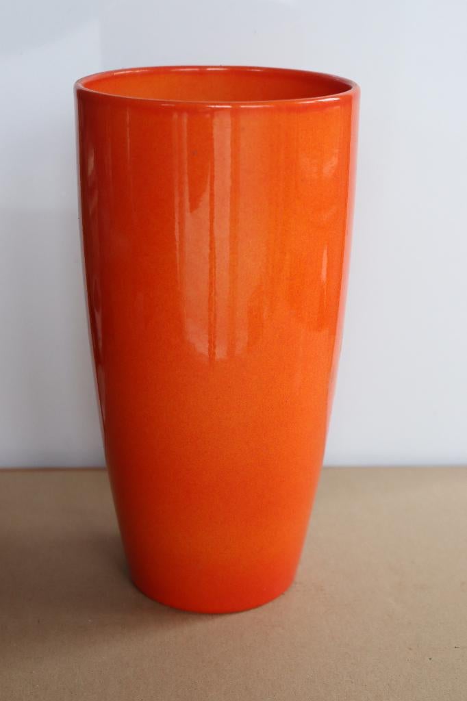 Retro hoge oranje vaas, Moins de 50 cm, Poterie ou Porcelaine, Enlèvement, Utilisé