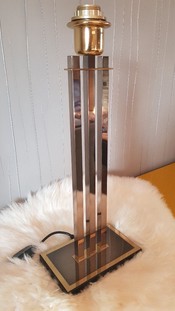 Vintage Metal Lamp Base – Art Deco / Willy Rizzo style, Maison & Meubles, Doré, Enlèvement ou Envoi, Comme neuf, Art déco