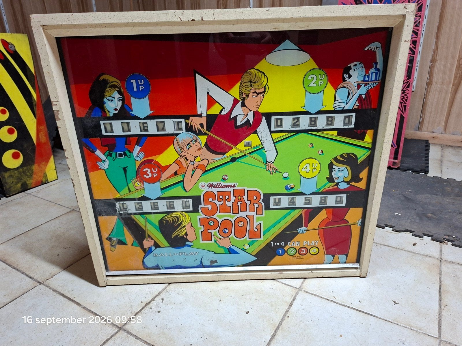 williams flipperkast starpool 1974, Mécanique, Flipper (jeu), Williams, Enlèvement