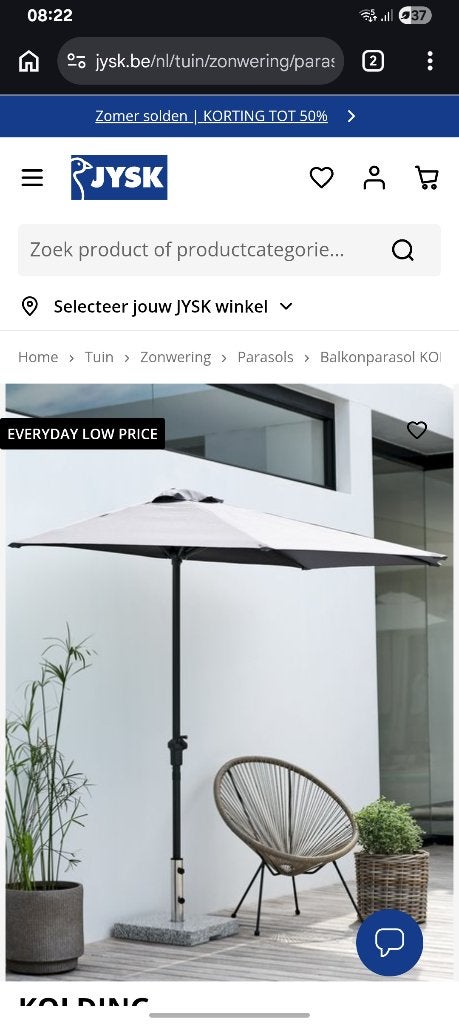 Halve parasol donkergrijs + voet zoals foto, Jardin & Terrasse, Enlèvement, Neuf