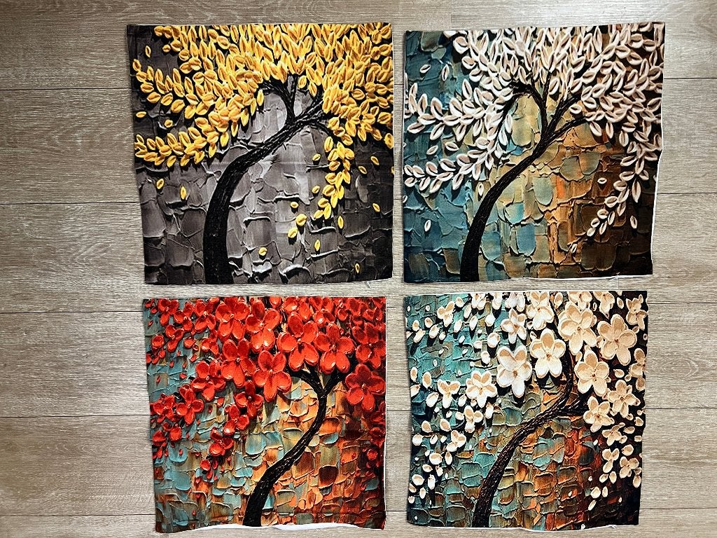 Set van 4 nieuwe kussenhoezen (45x45 cm), Overige kleuren, Met print, Kussenhoes, Nieuw
