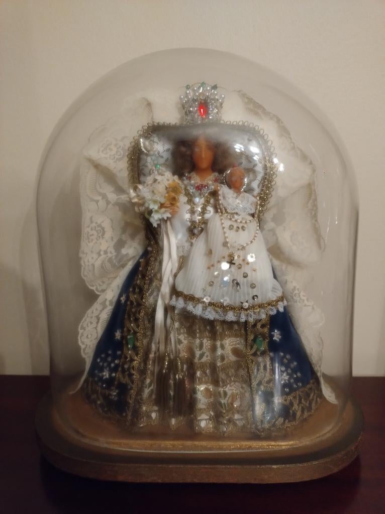 Maria beeld met kind onder stolp, Ophalen of Verzenden