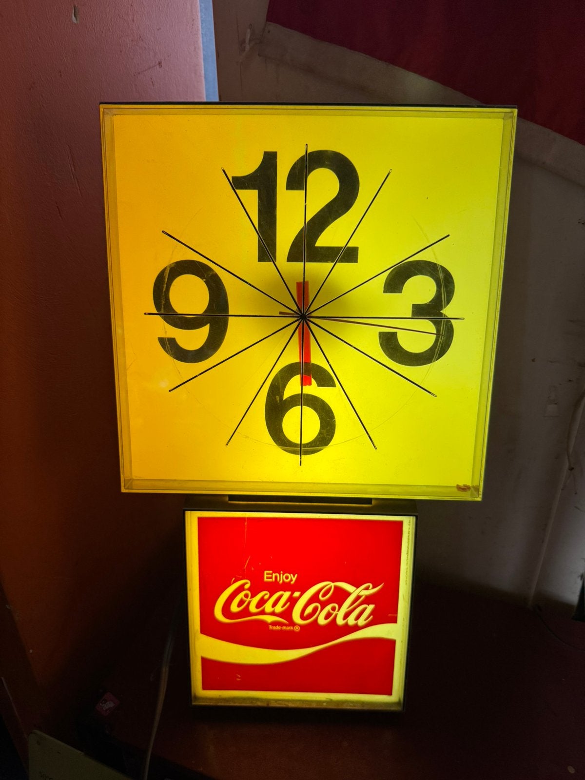 Coca Cola oude reclame klok / lichtbak, Verzamelen, Ophalen, Gebruikt, ., Lichtbak of (neon) lamp